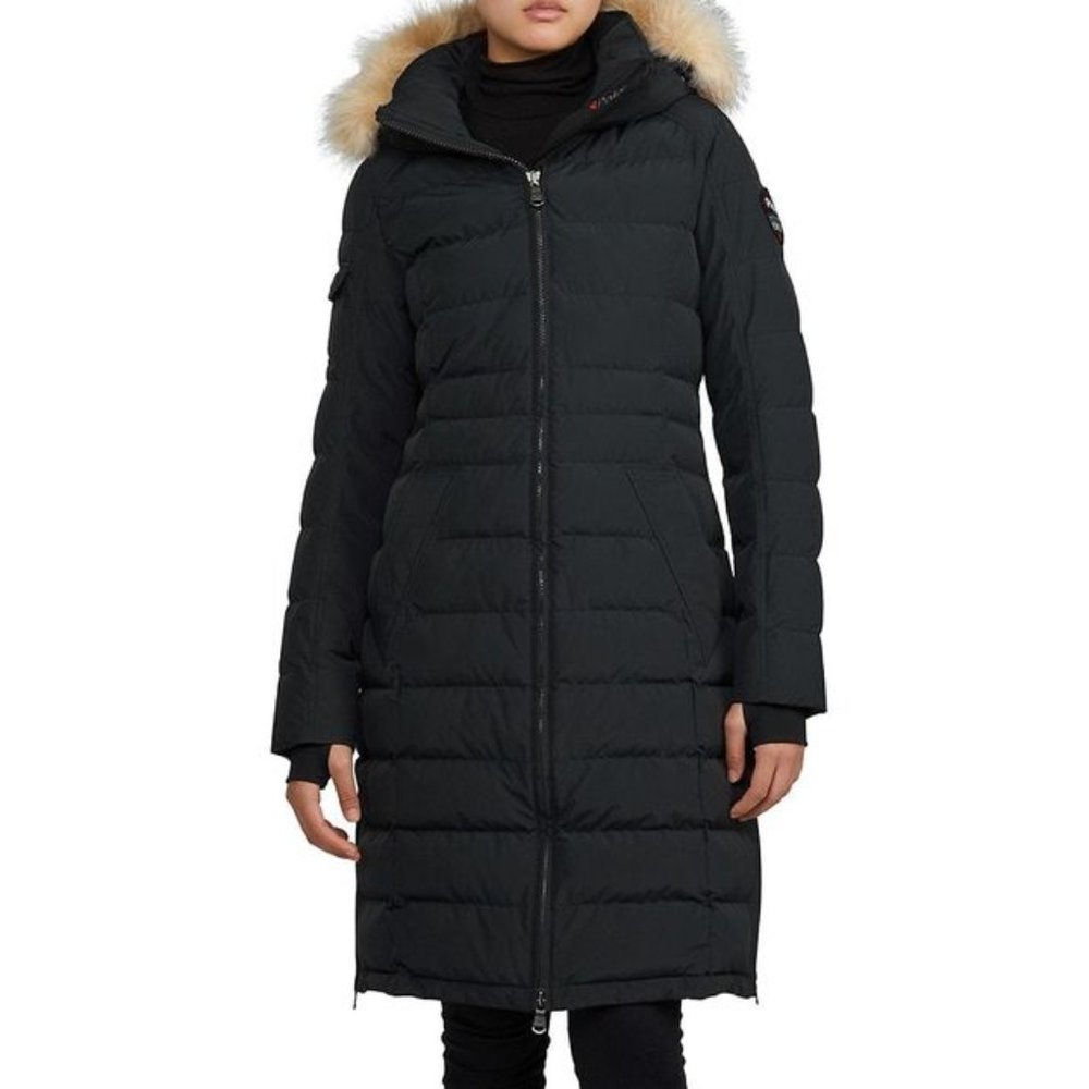 Brand New Women's PAJAR Long Winter Coat With Removable Faux Fur-Trimmed Hood